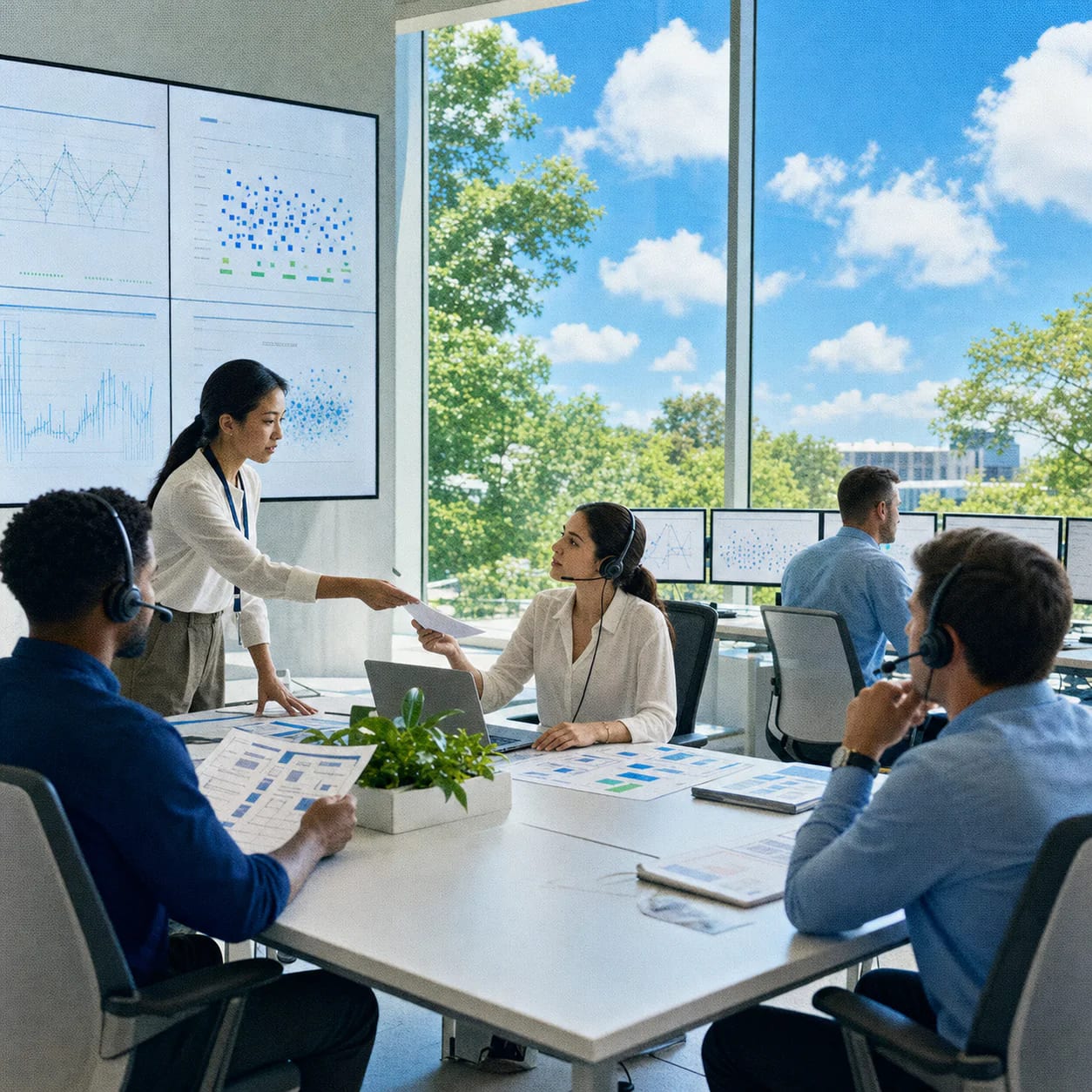 Professionals collaborating on managed soc and threat operations work