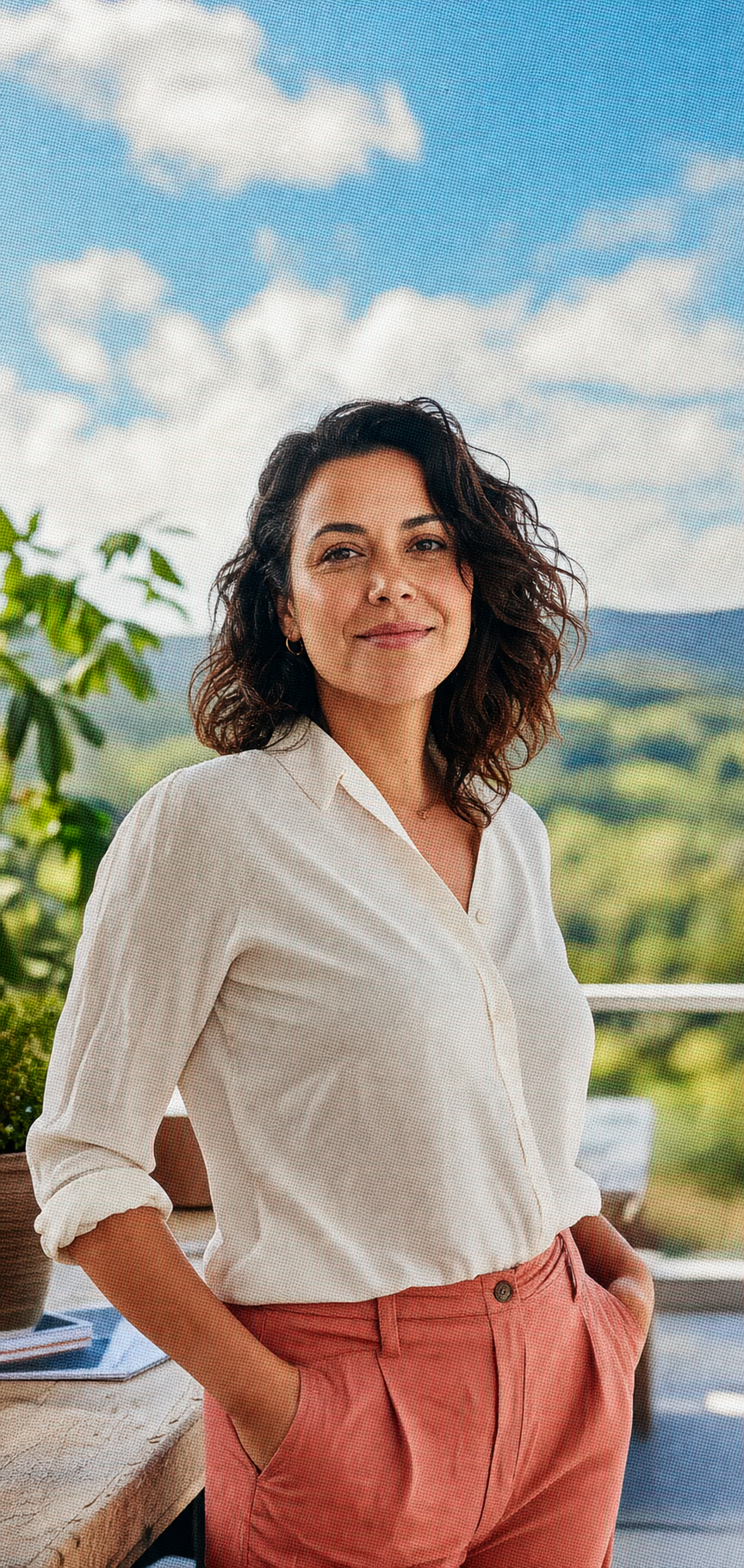 Professional woman in a bright outdoor setting
